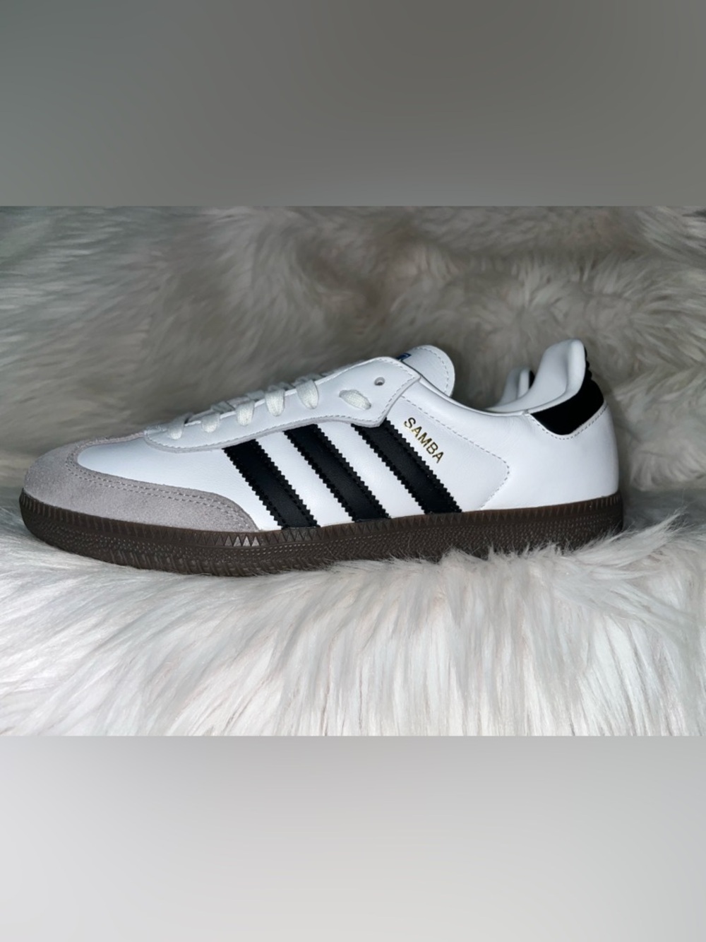 adidas Samba OG Sneakers in White, Black & Gray with Gum Sole